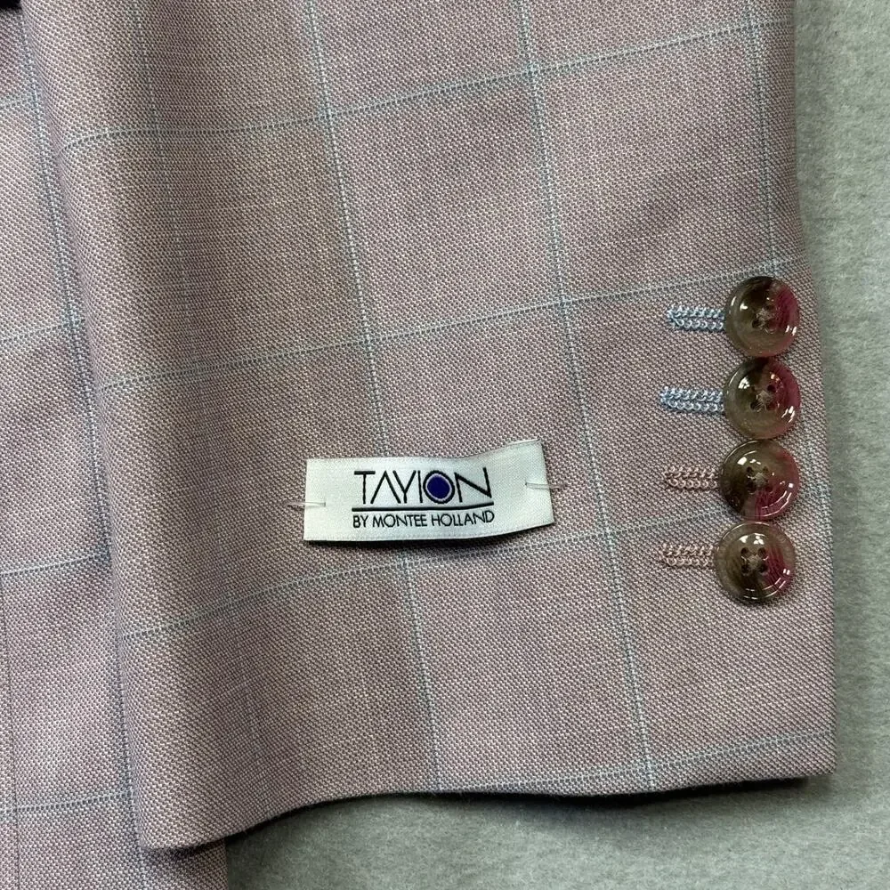 Tayion Collection Mens Regular-Fit Suit Jacket windowpane pink 40R $360